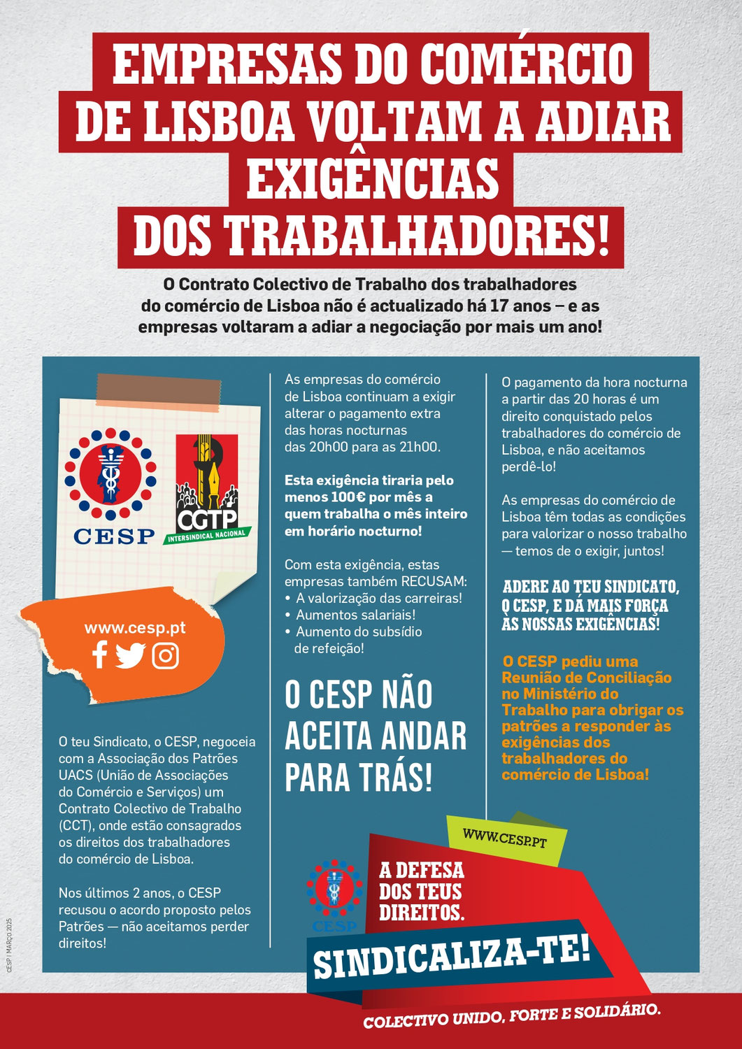 EMPRESAS DO COMÉRCIO DE LISBOA VOLTAM A ADIAR EXIGÊNCIAS DOS TRABALHADORES!