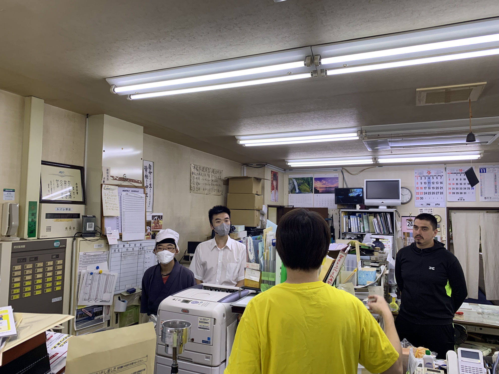 今日は会社全体で避難訓練