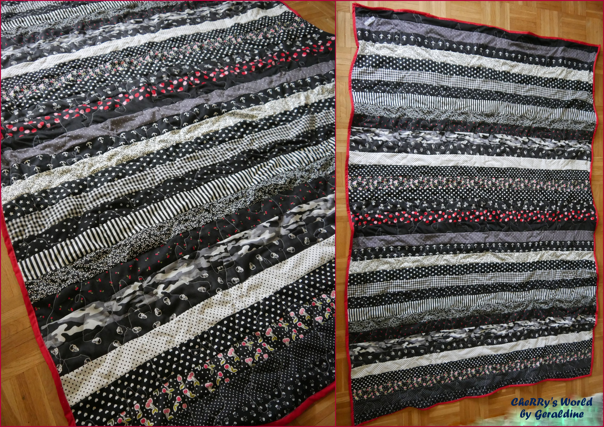 Patchworkdecke schwarz/weiß