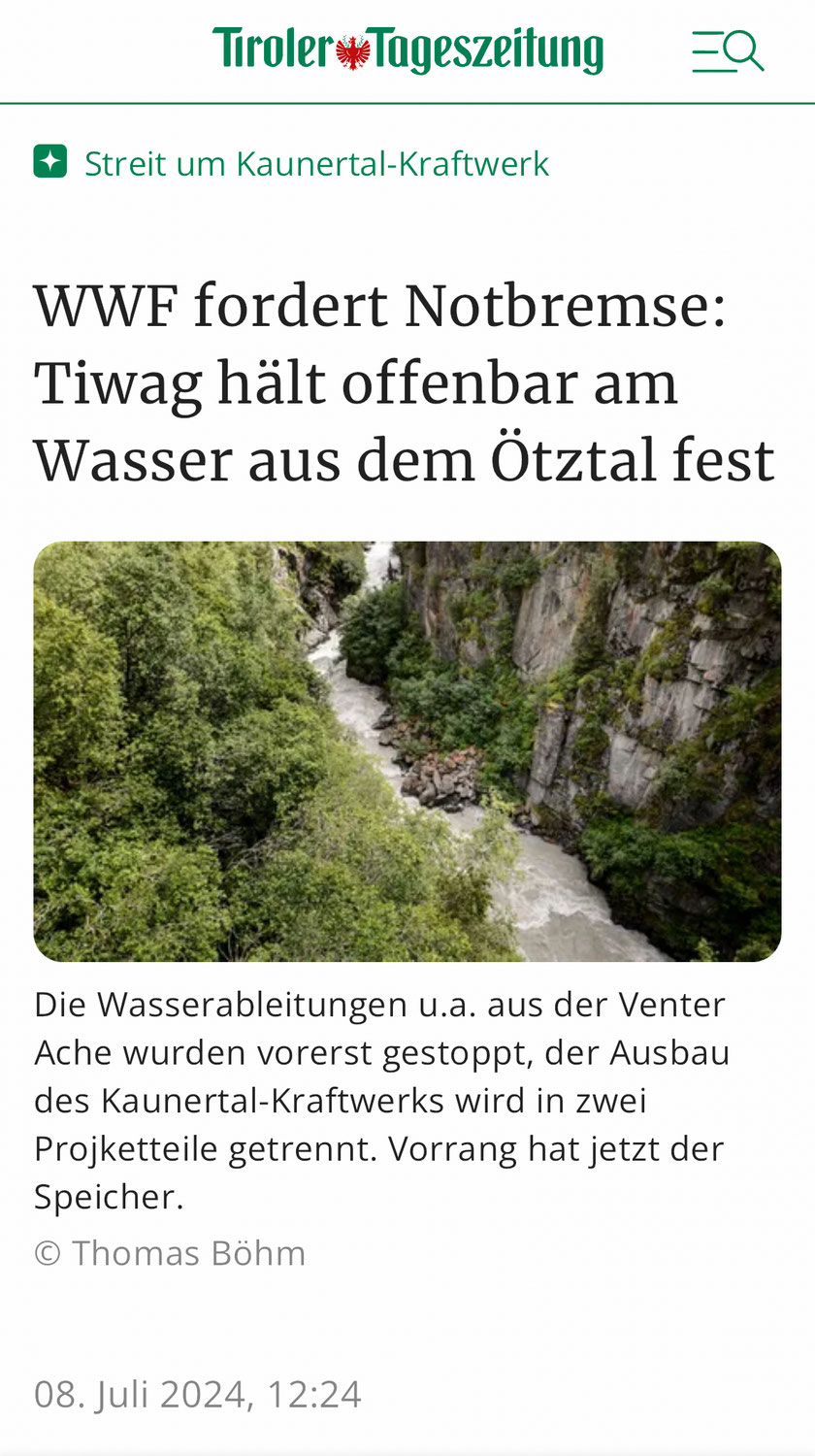 Ötztaler Wasser wird doch abgeleitet?
