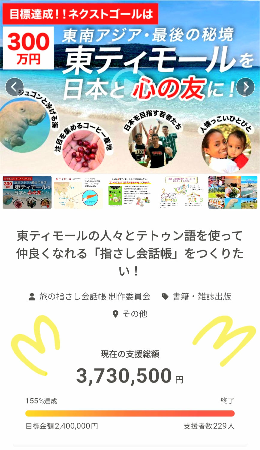 Crowdfunding success!　クラウドファンディング成功！
