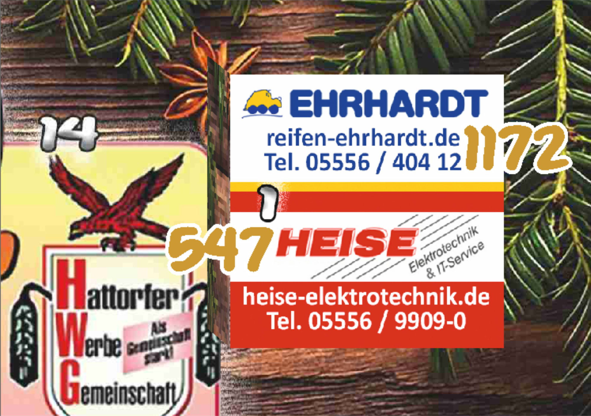 Ehrhardt Reifen + Autoservice & Heise-Elektrotechnik am 1.12. im Kalender!