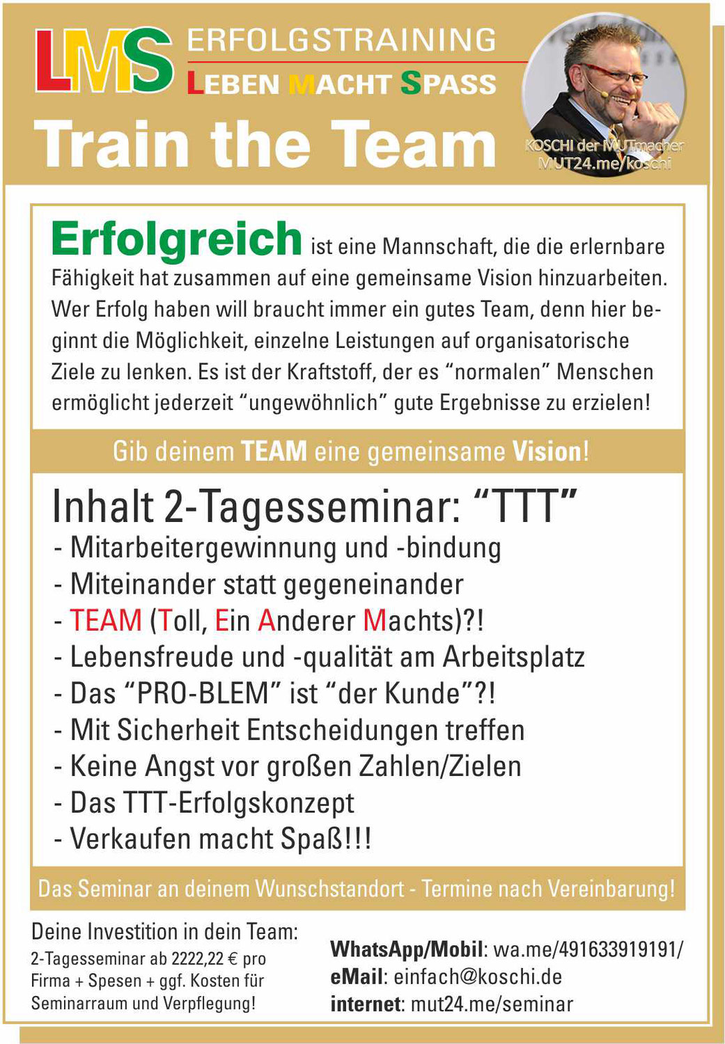 TTT - Train The Team - 2 Tage Aufbauseminar