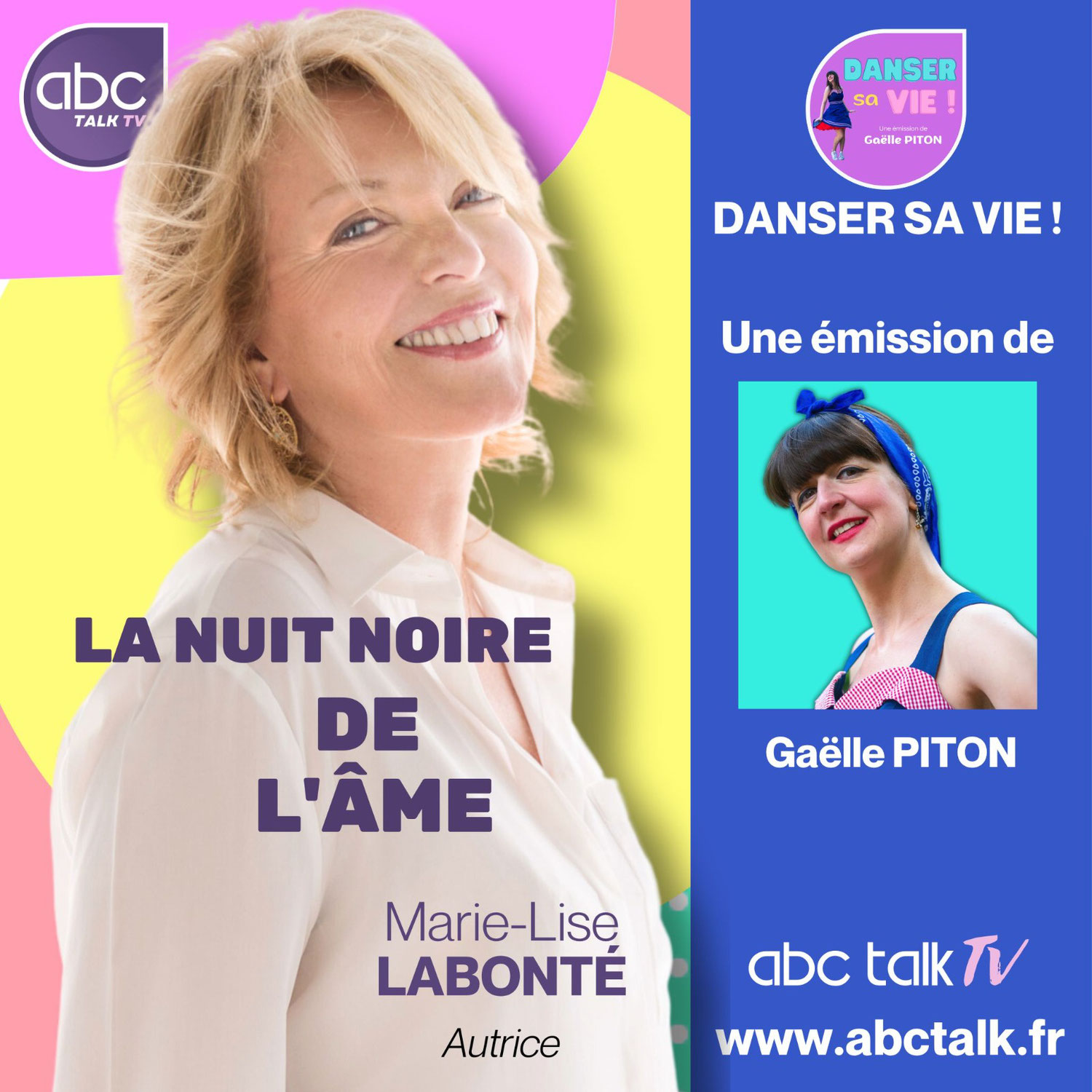 La journaliste Gaëlle Piton reçoit Marie-Lise Labonté sur ABC Talk TV dans son émission "Danser sa vie"