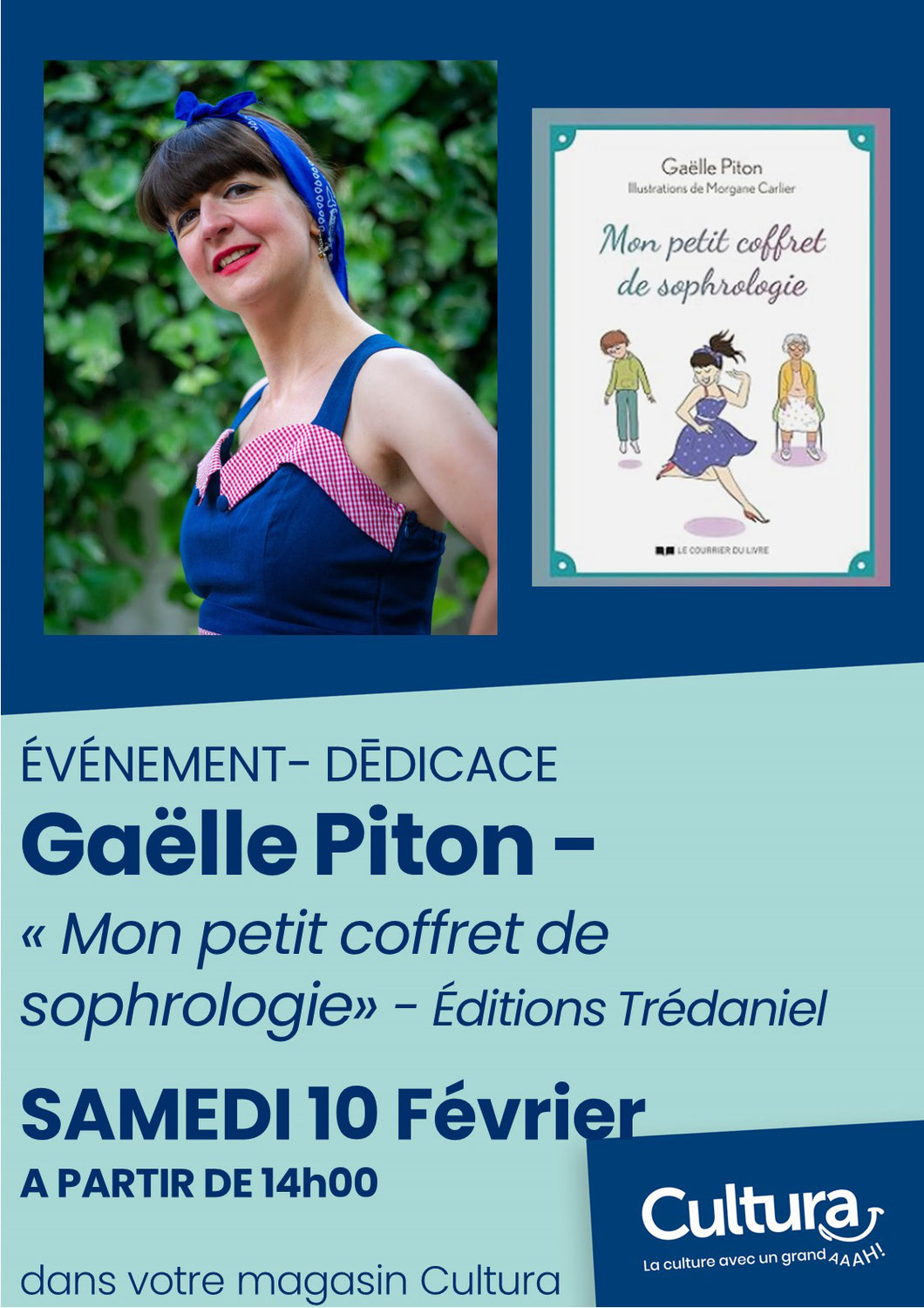 Dédicace de l'autrice et sophrologue Gaëlle Piton à la librairie Cultura à Nîmes le samedi 10 février 2024