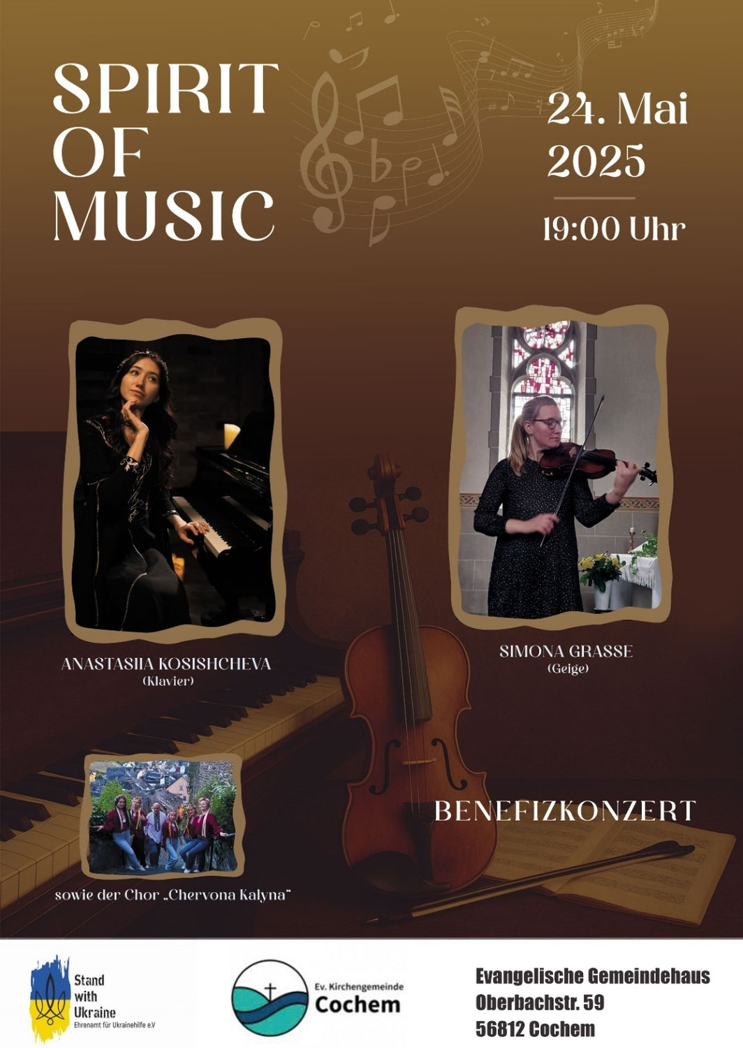 Benefizkonzert in Cochem 24.05.25 19 Uhr Evangelisches Gemeindehaus Cochem 