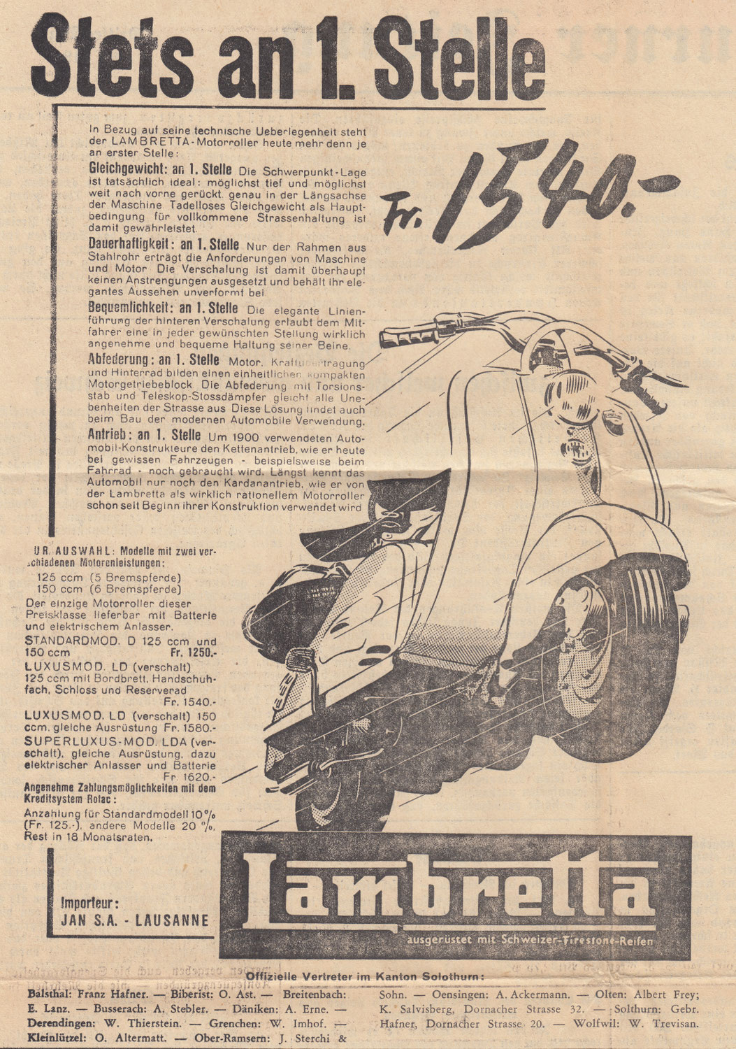 Lambretta LD 1955 - Zeitungswerbung