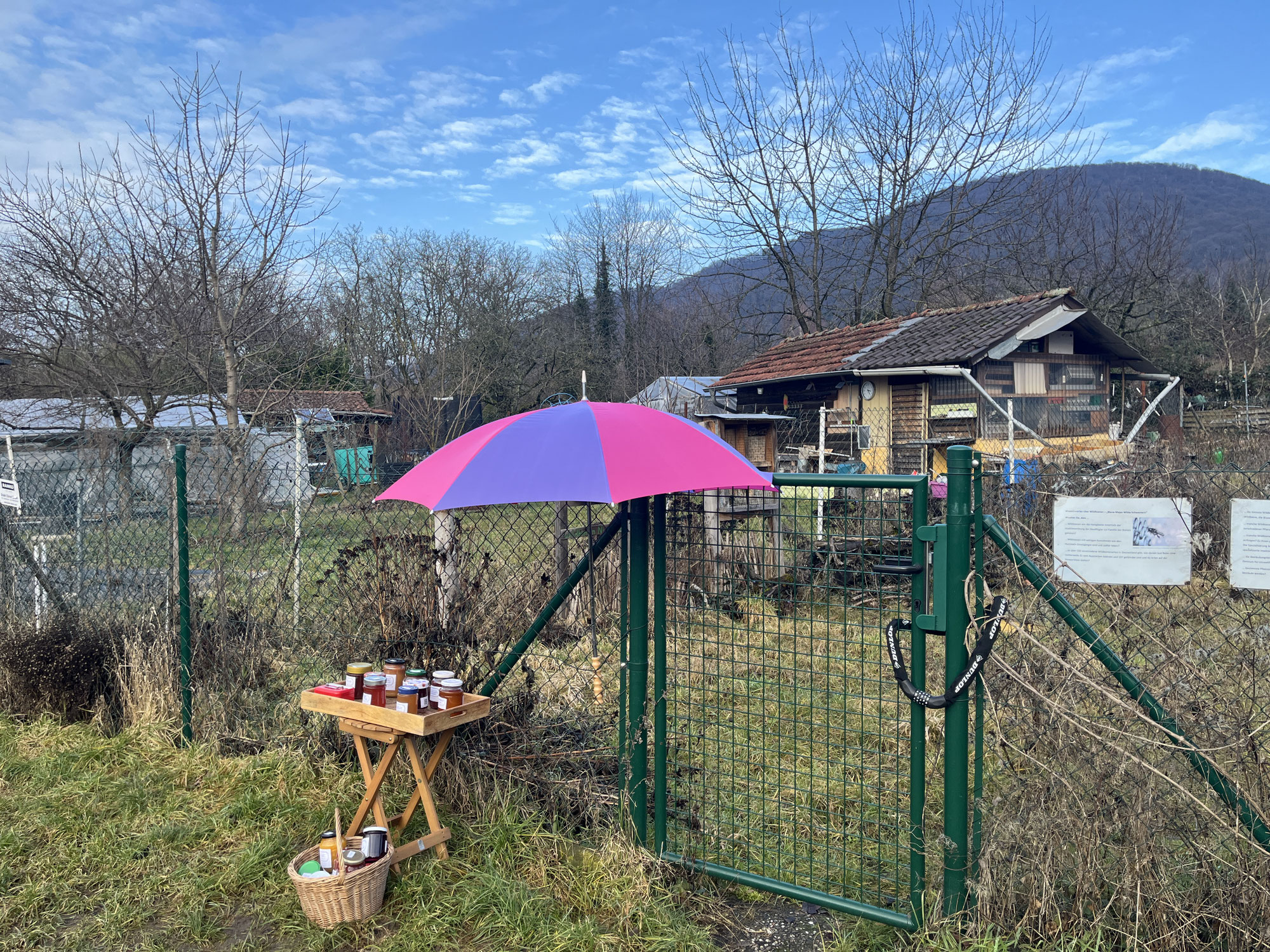 Marmeladenverkaufstand am Grundstück des Augustenbühl e.V.