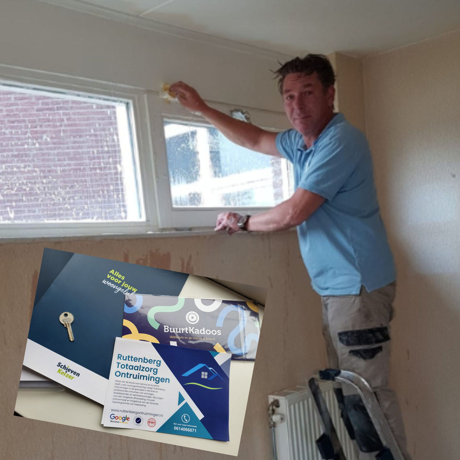 Woningontruiming afgerond – bungalow volledig schoon en fris gesausd (RAL 9010)