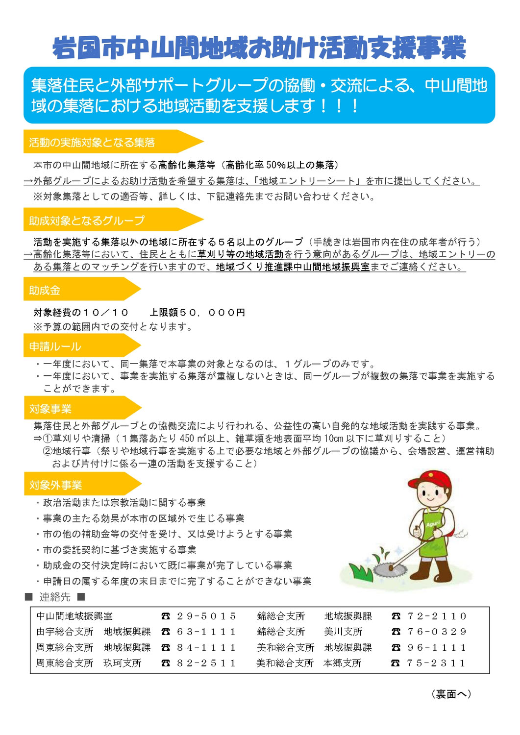 【随時募集】岩国市中山間地域お助け活動支援事業