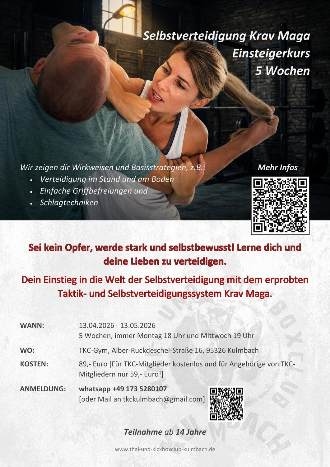 Selbstverteidigung - Einsteigerkurs Krav Maga 13.04-13.05.2026