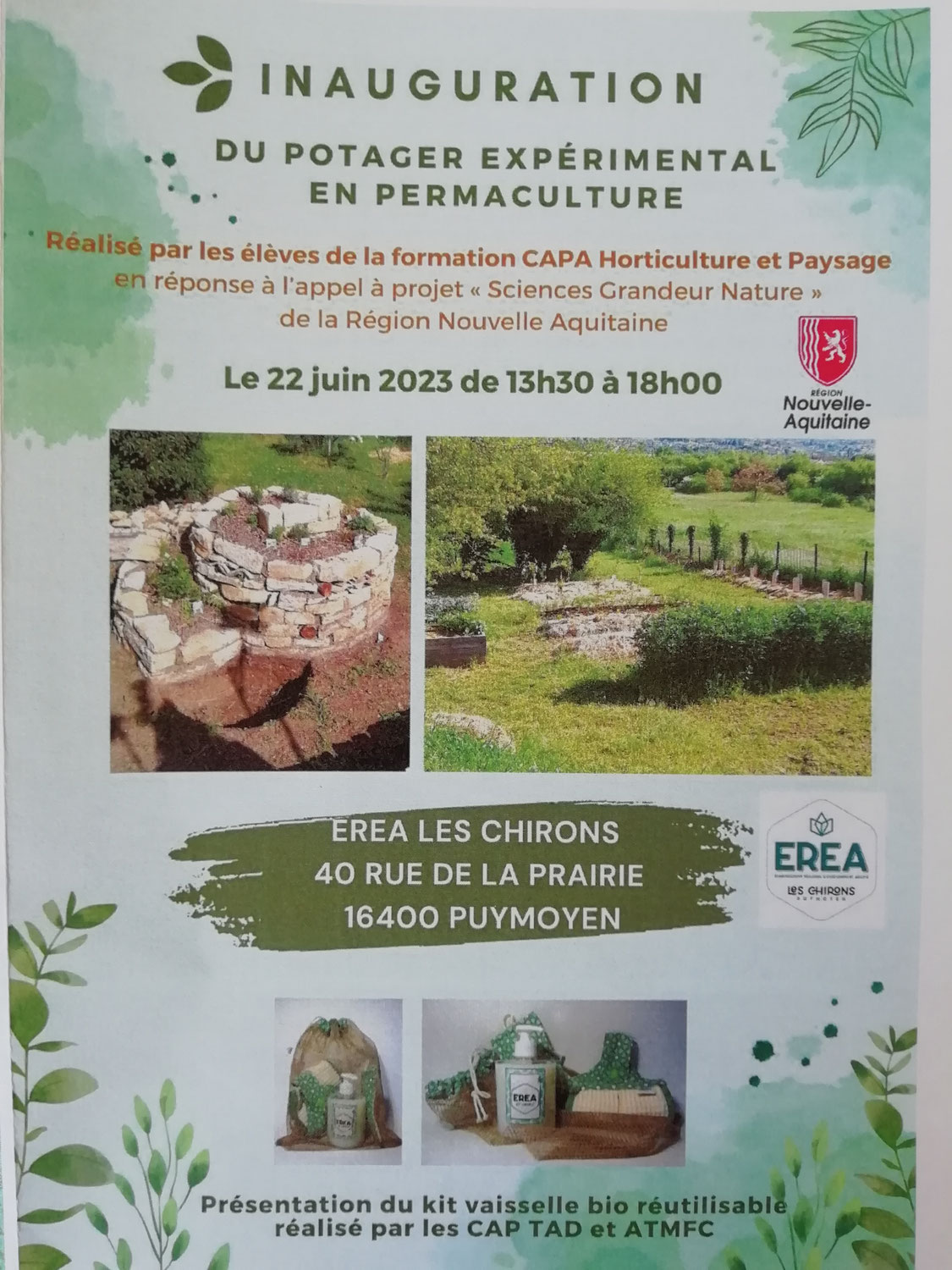 Inauguration : potager expérimental en permaculture et kit vaisselle bio.