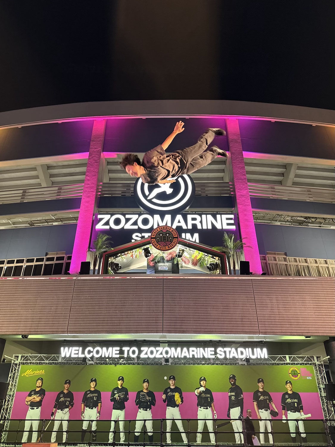 ZOZOマリアンスタジアムにてスラックラインパフォーマンス！