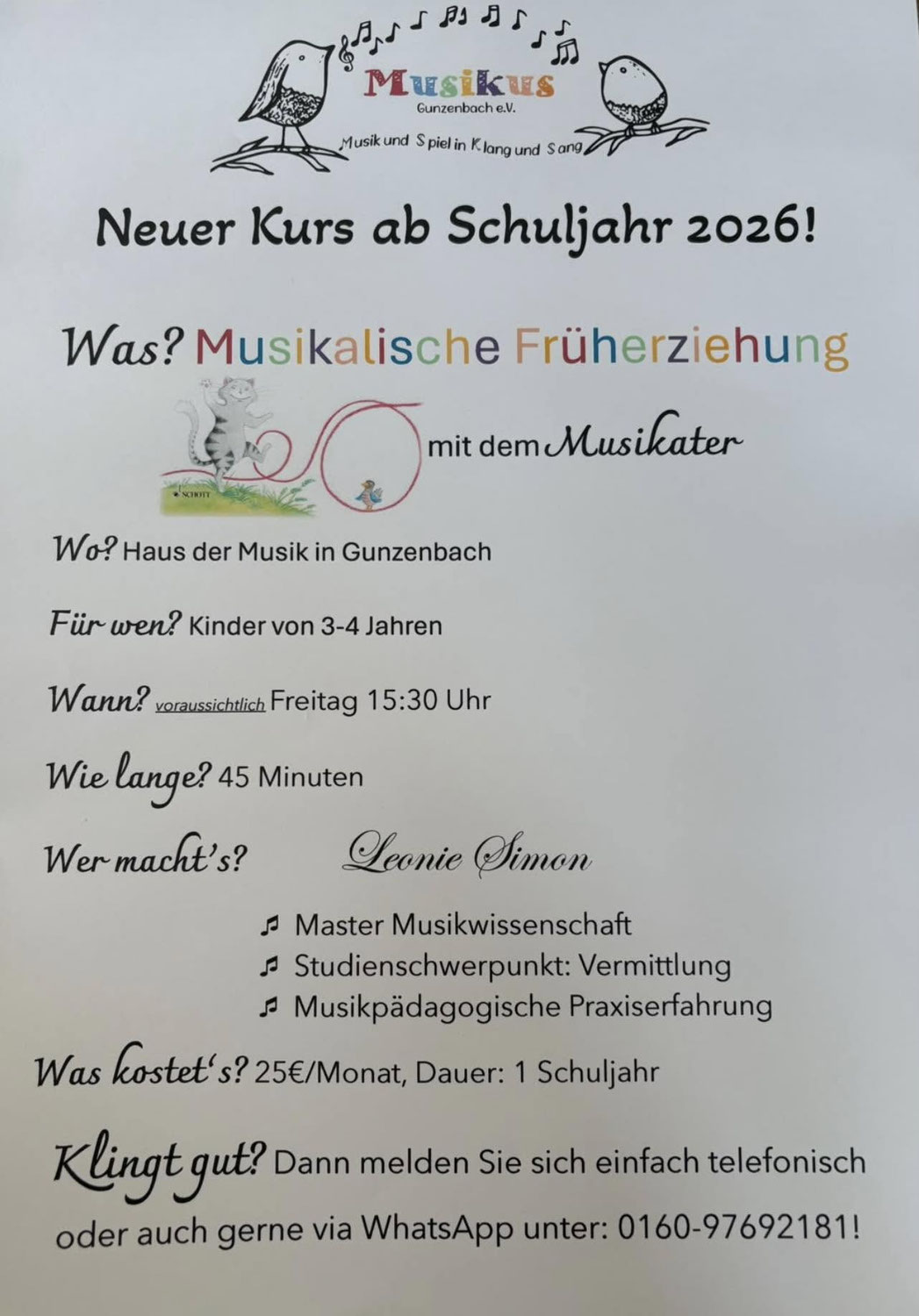 Musikus Gunzenbach e.V. - Neuer Kurs