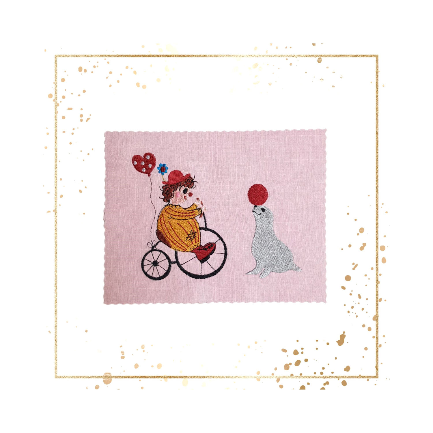 Stickdatei Clown auf Fahrrad
