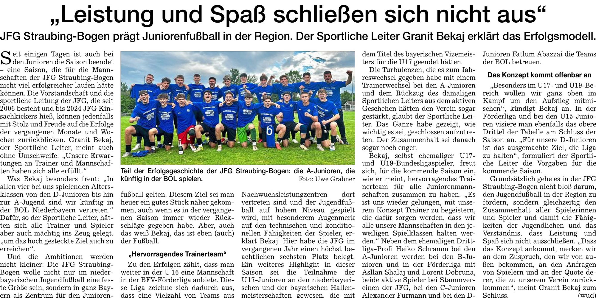 JFG Straubing-Bogen prägt Jugendfußball in der Region