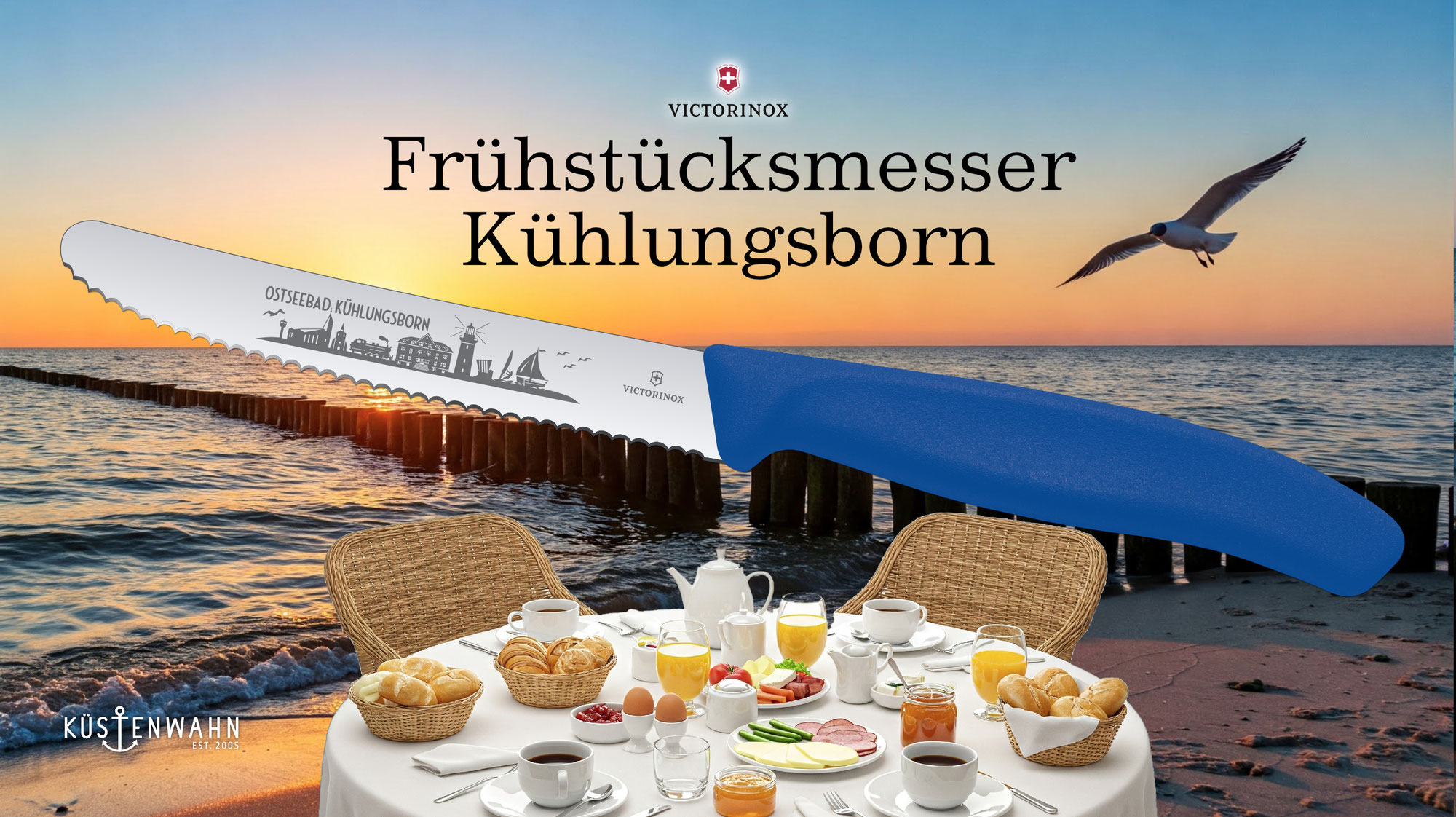 Ab sofort - nur bei uns: Victorinox Frühstücksmesser Kühlungsborn mit extra scharfem Wellenschliff