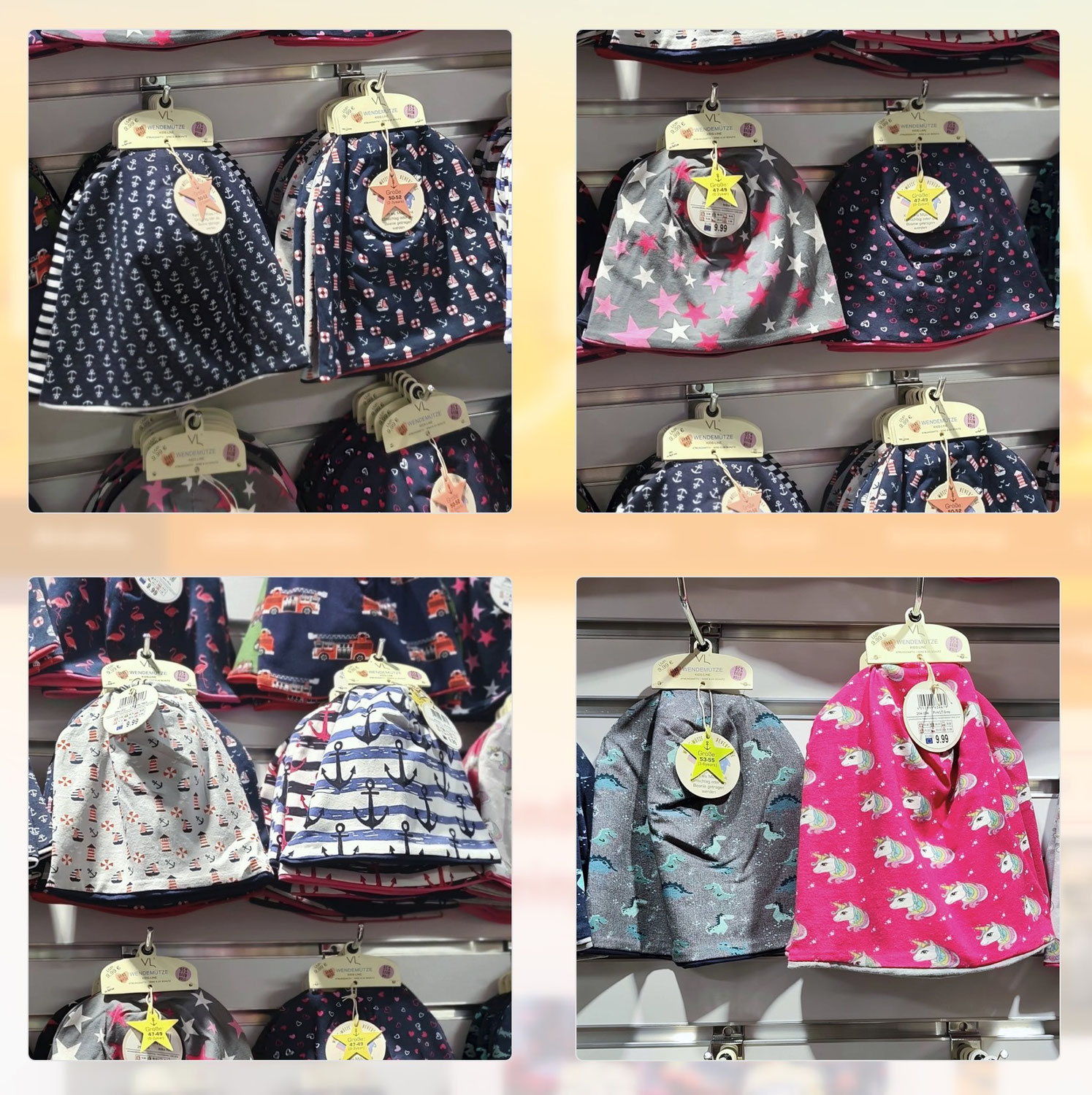 Baumwoll-Jersey-Kindermützen mit neuen Motiven eingetroffen!
