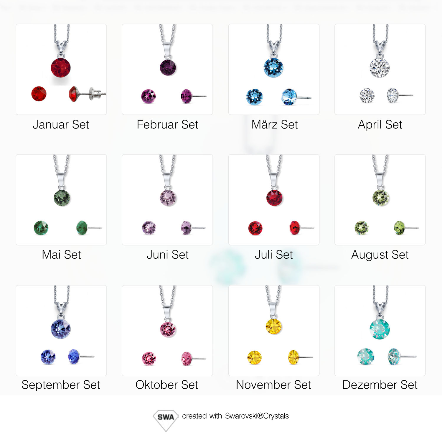 Geschenkidee! SWAROSKI-Kristalle: Birthstone-Sets für 49 € aus einem funkelnden Anhänger und passenden Ohrsteckern