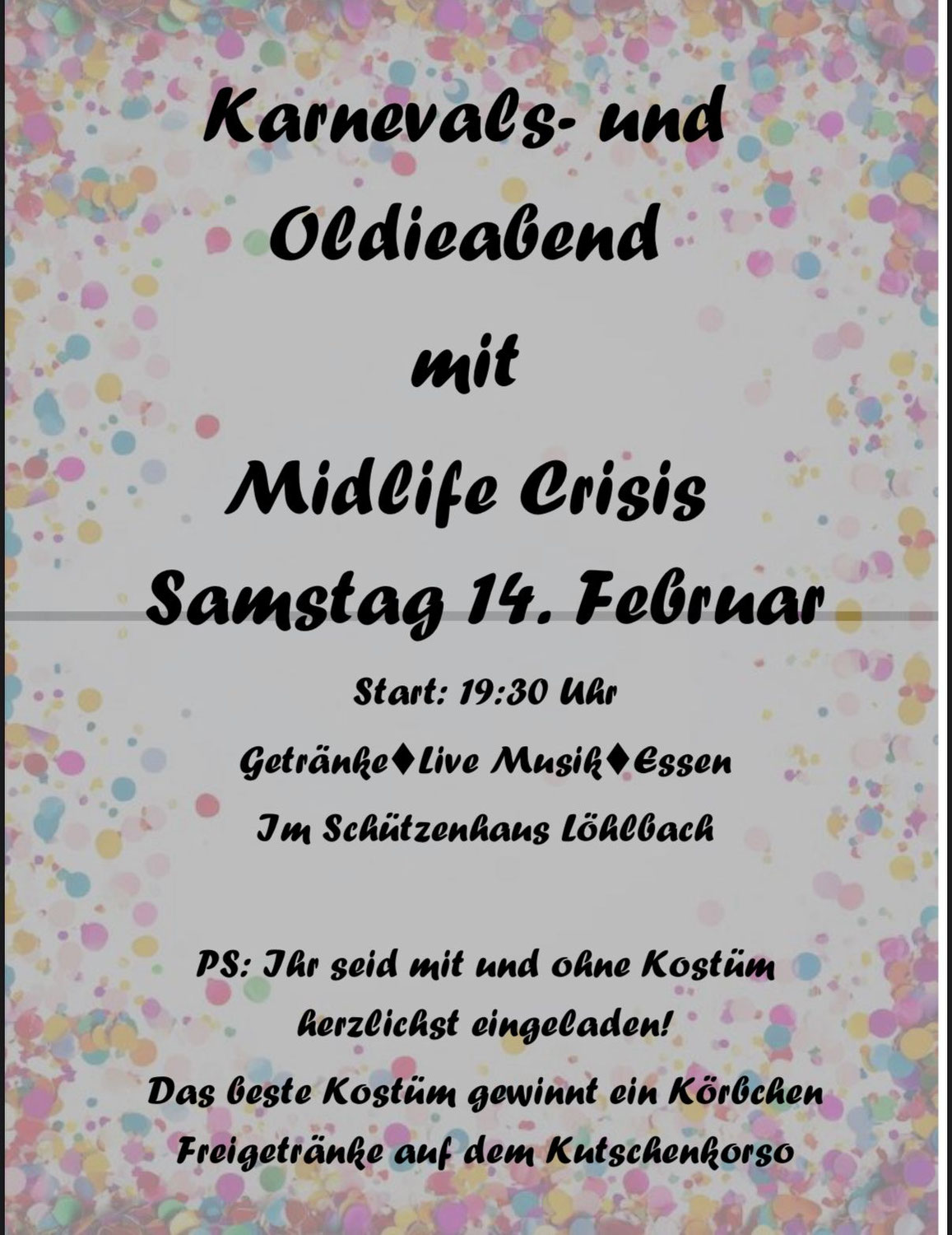 Karneval und Oldiabend mit "Midlife Crisis"