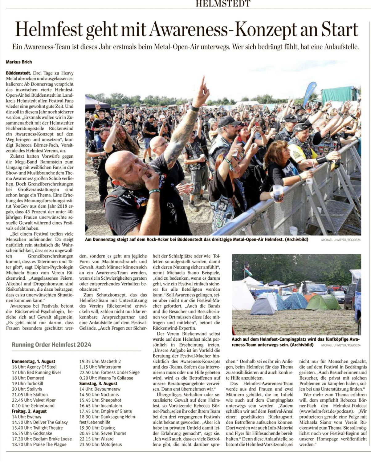 HELMFEST 2024-erstmals mit Awareness-Team...