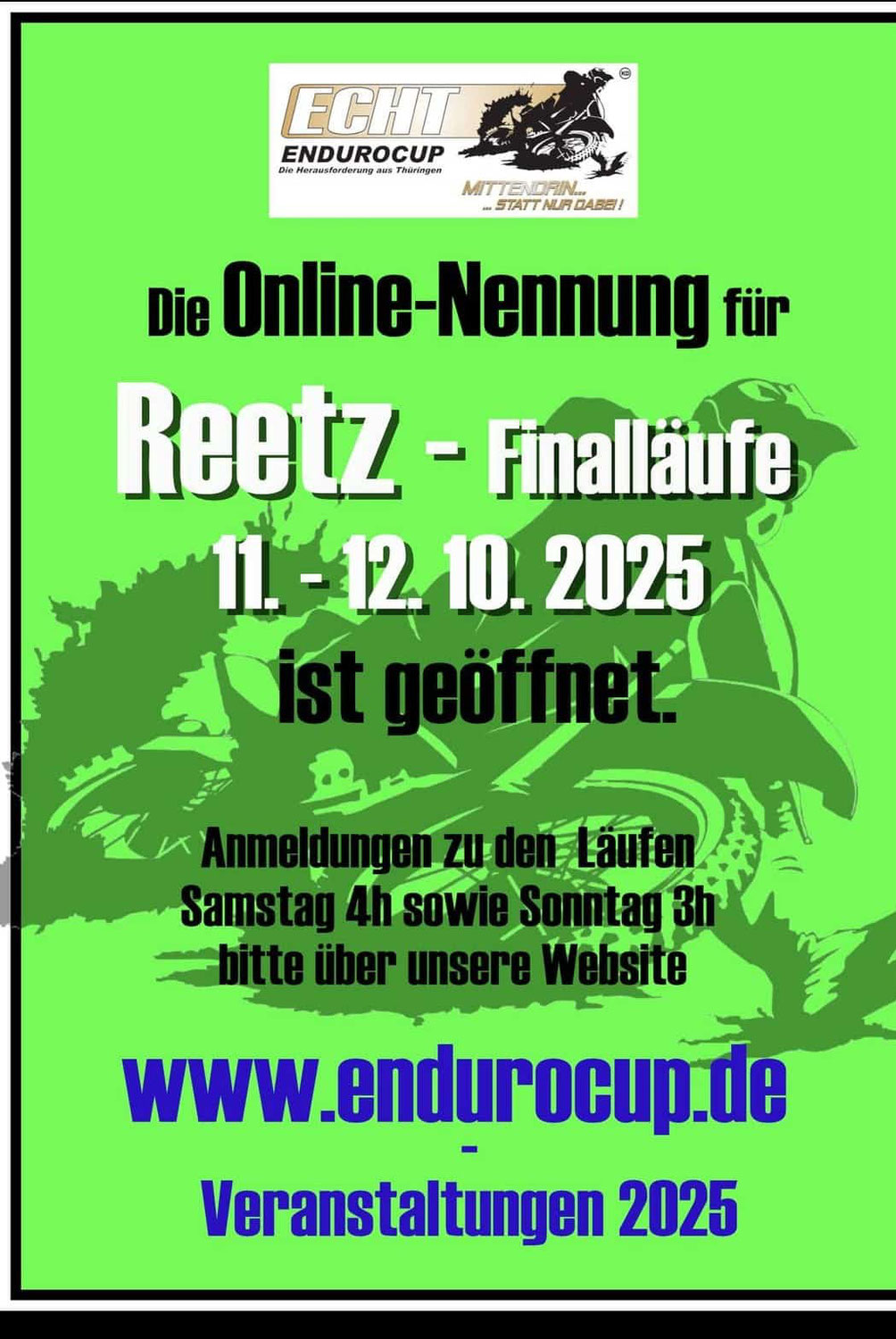 ECHT Endurocup am 11. und 12.10.2025 in Reetz