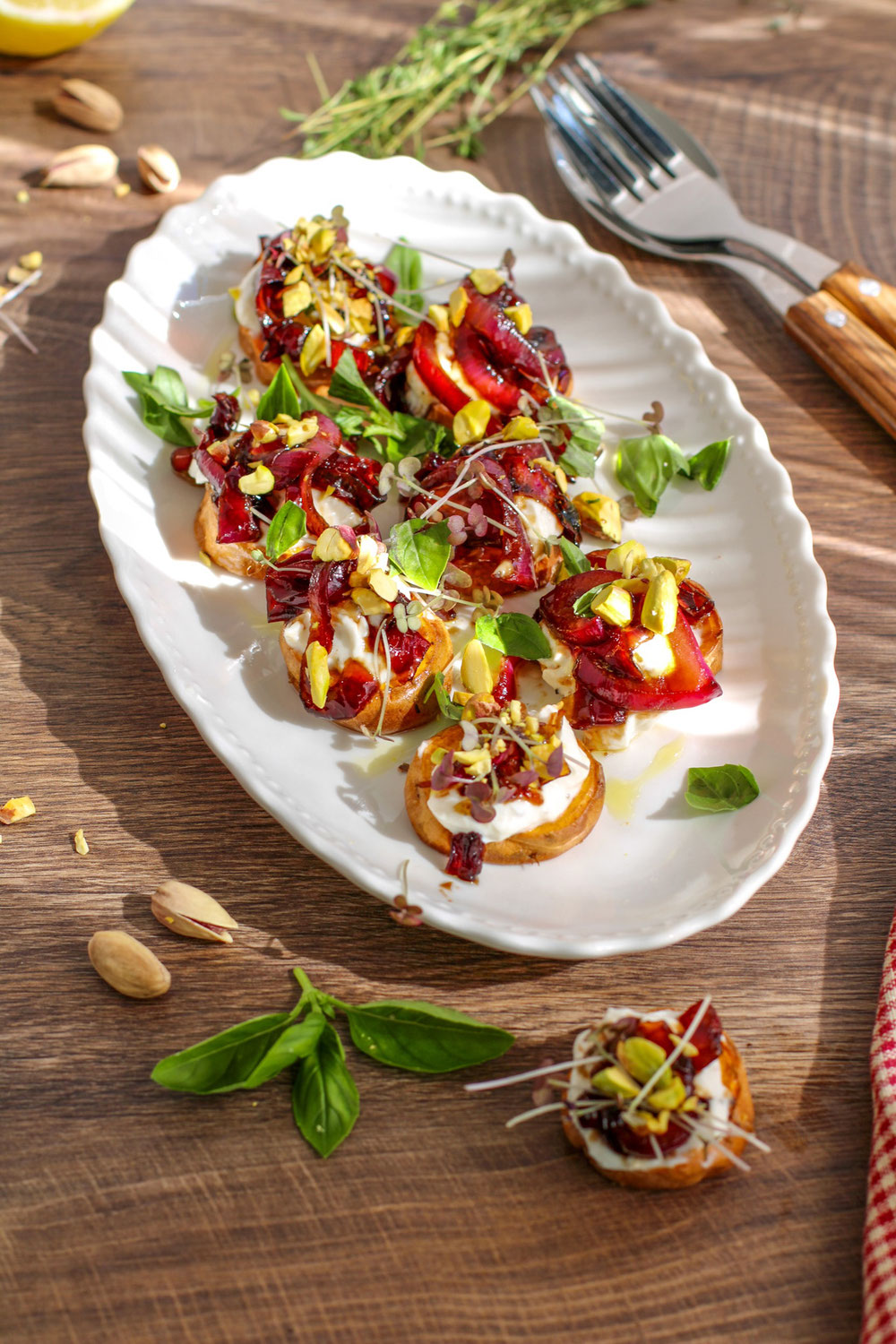Süßkartoffel Happen mit Balsamico Zwiebeln