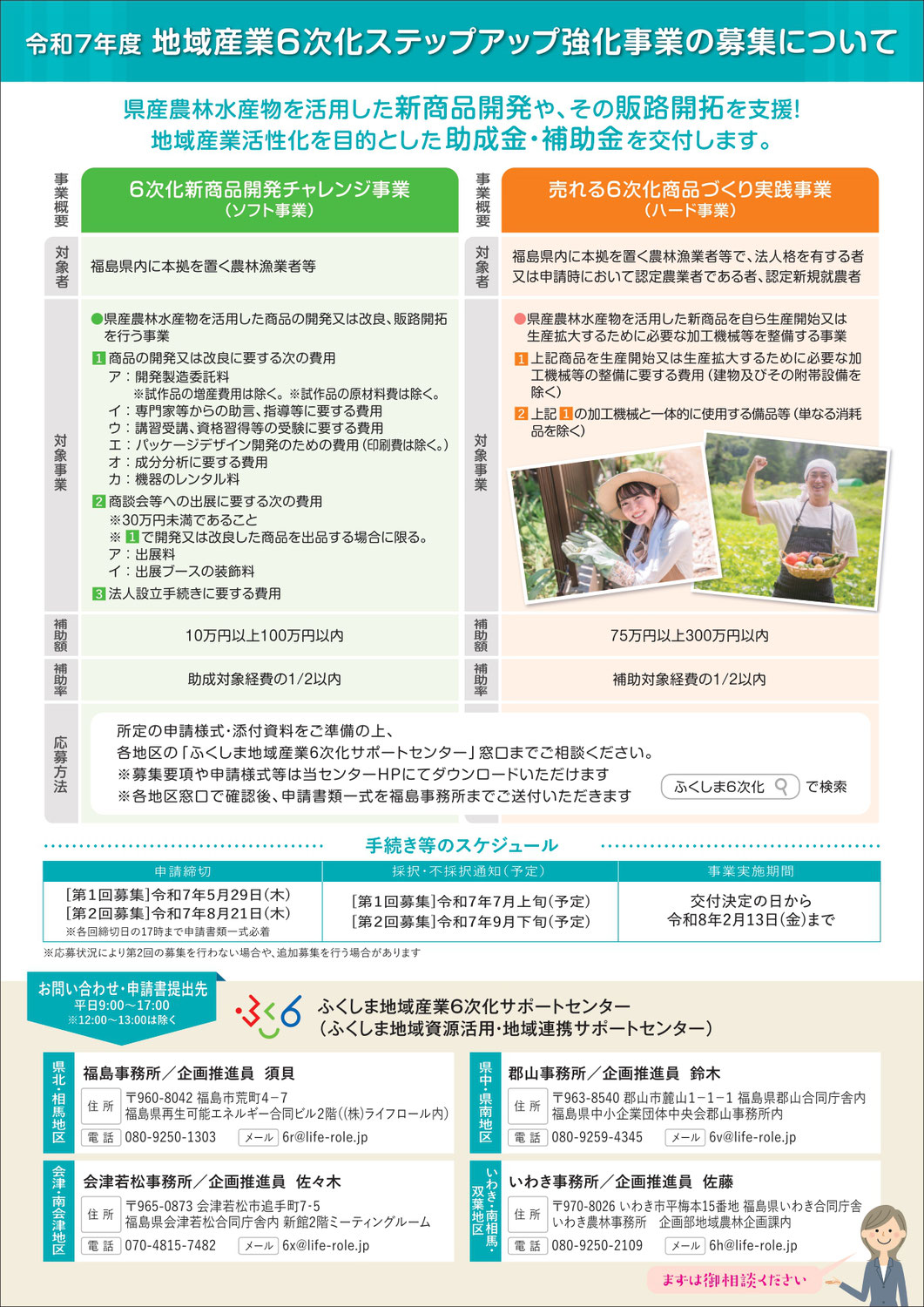 地域産業６次化ステップアップ強化事業（売れる６次化商品づくり実践事業（ハード事業））の募集について