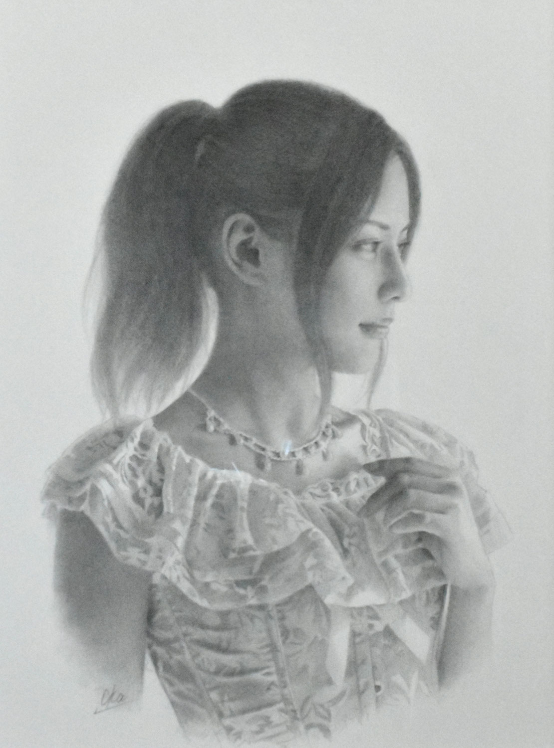 岡靖知　「霧消」　鉛筆画 　真作保証　スーパーリアリズム　超人気画家の逸品　入手困難！
