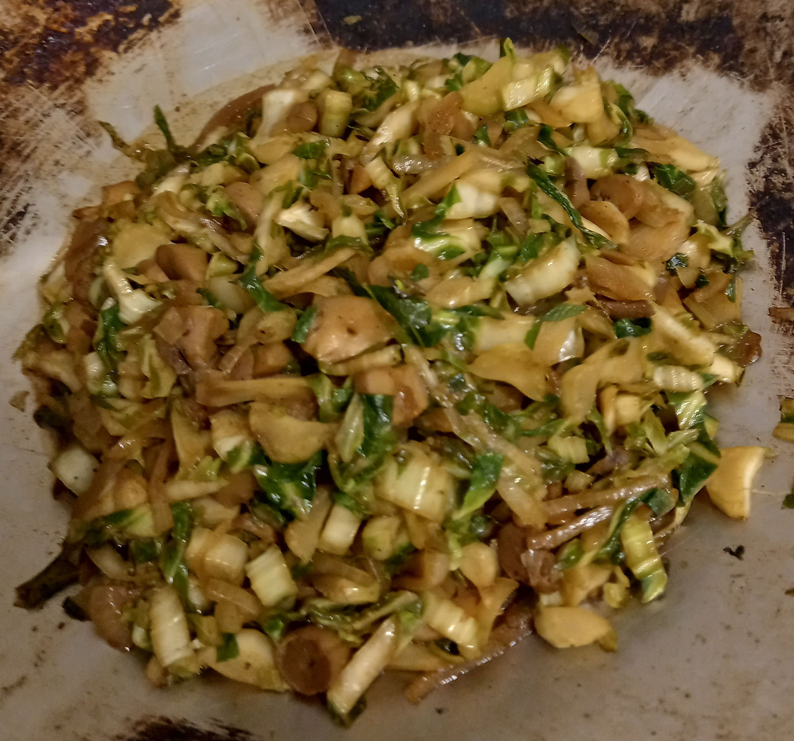 Feuilles de chou fleur au wok