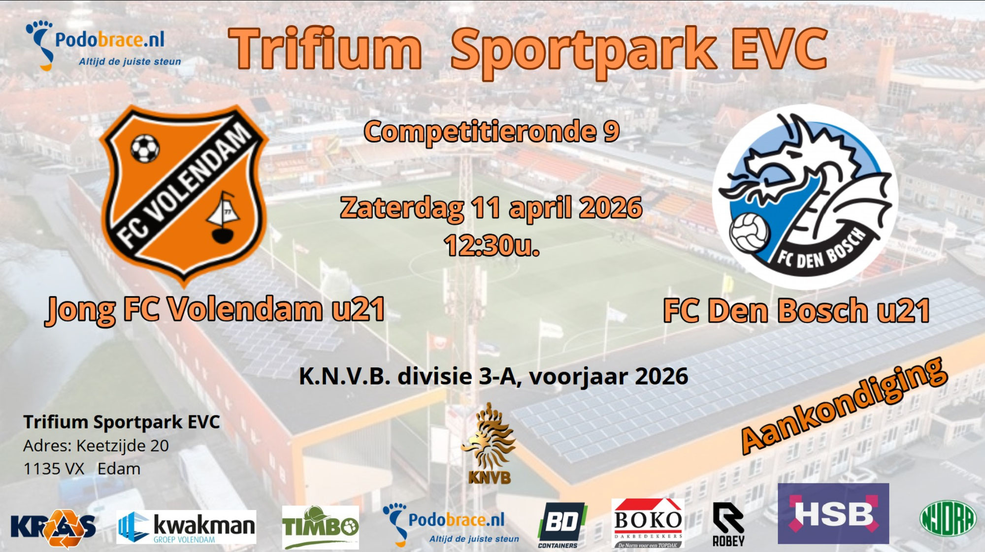 20260411 (u21) aankondiging Jong FC Volendam-FC Den Bosch