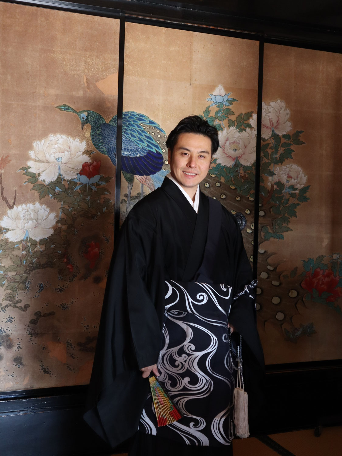 「流水紋の五条袈裟　ご新調」