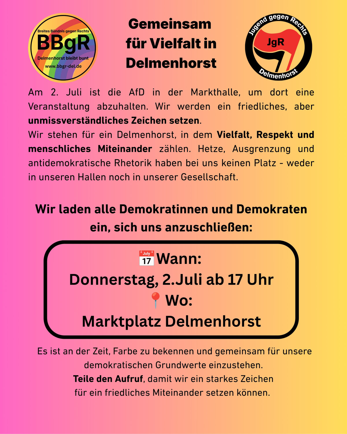 Kein Platz für Hass in Delmenhorst