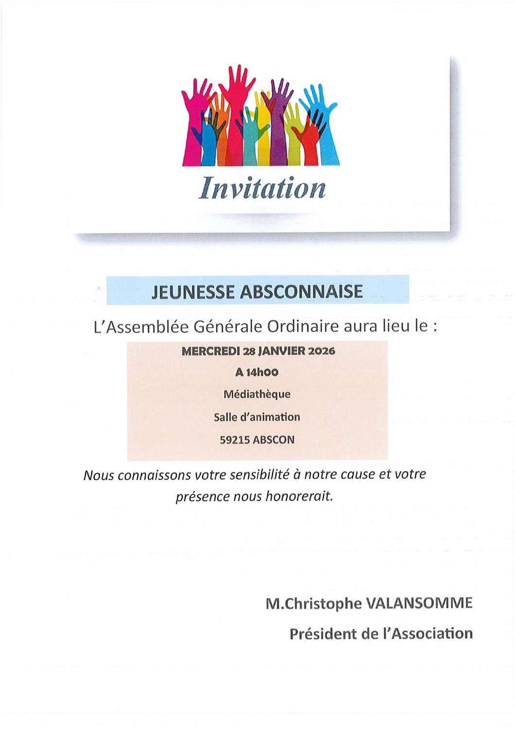 Assemblée Générale ordinaire JEUNESSE ABSCONNAISE
