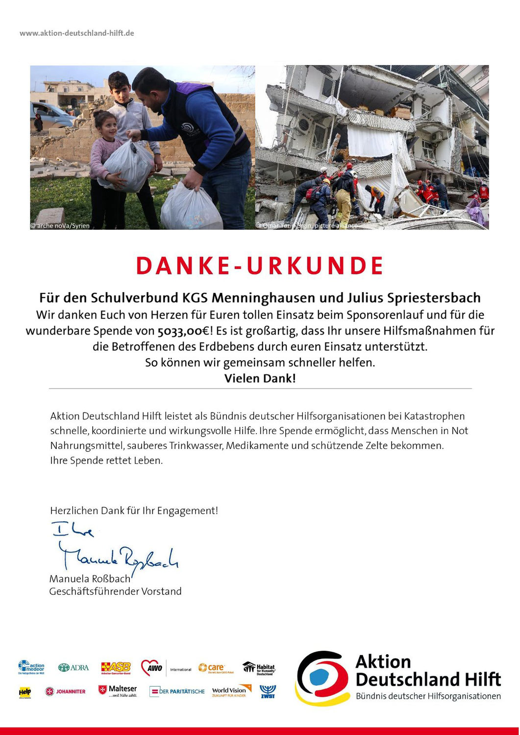 Spendenlauf für die Erdbebenregion