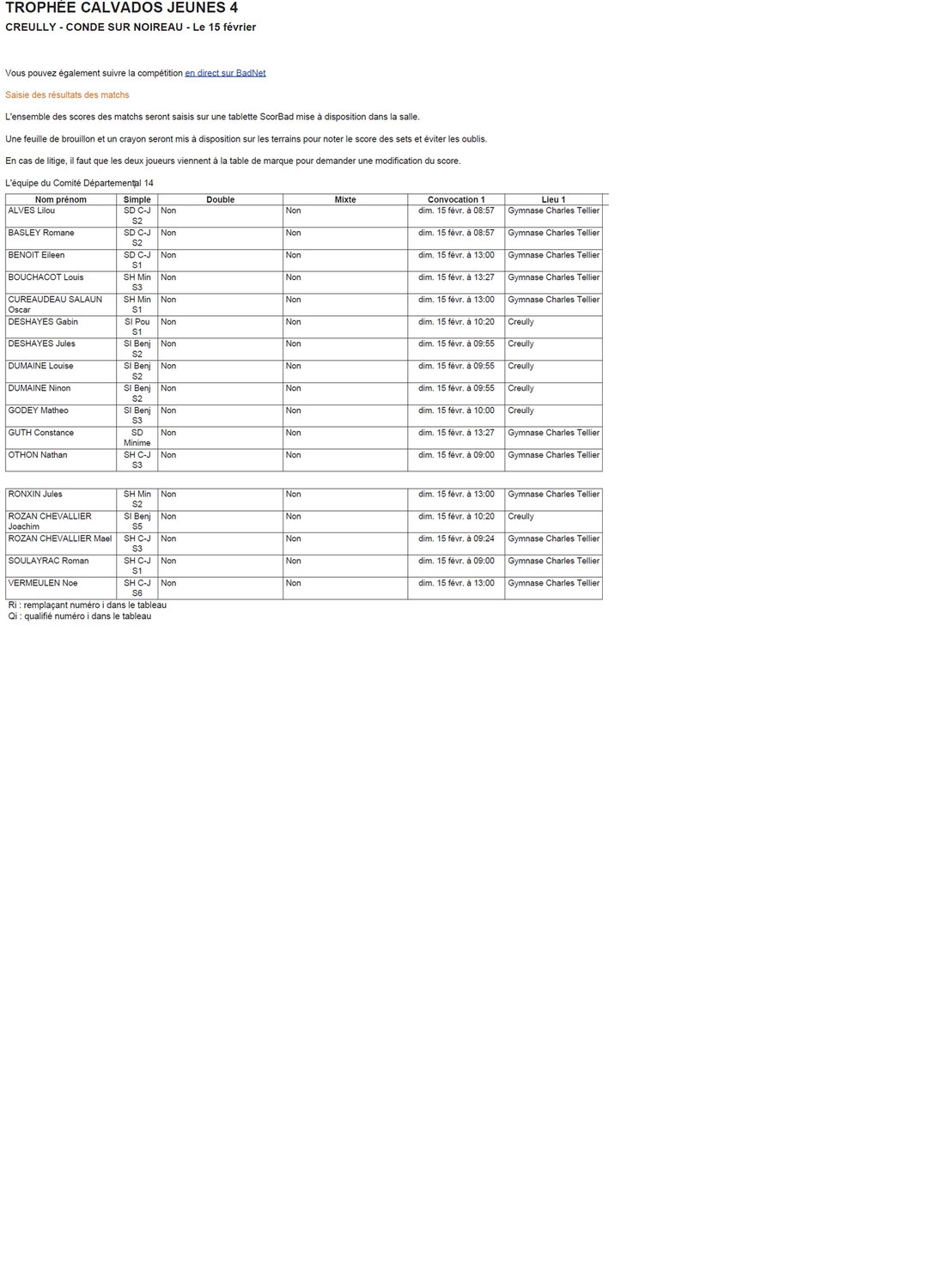 !! Convocations TCJ N°4 V2 !!