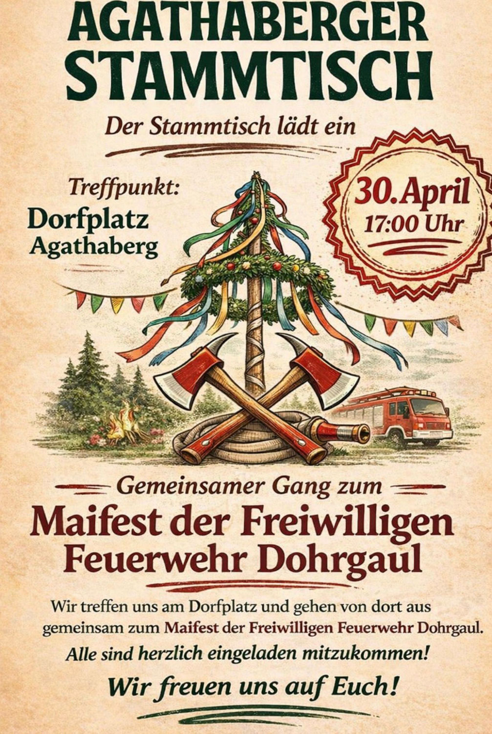 Gemeinsamer Gang zum Maifest in Dohrgaul
