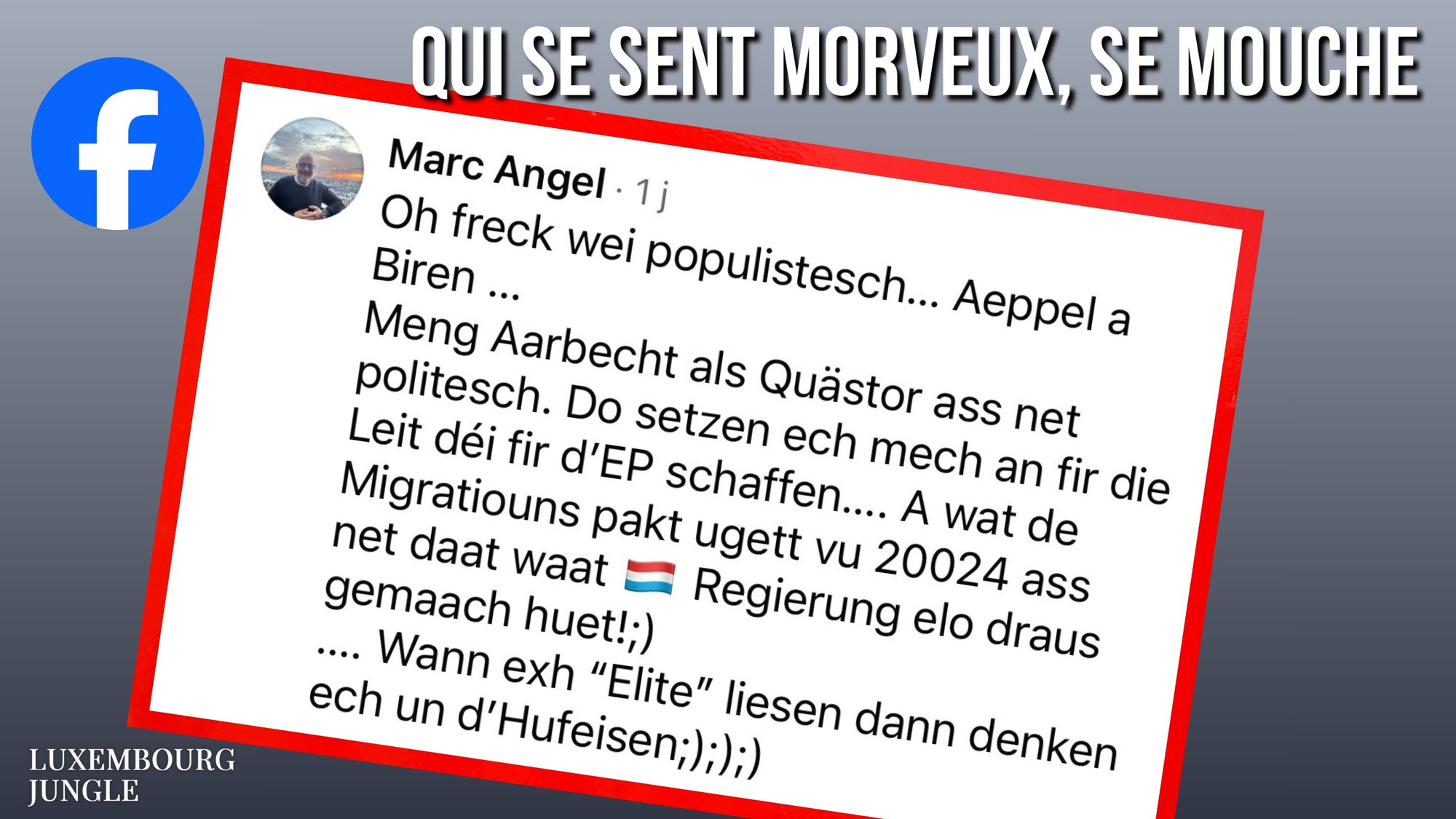 Qui se sent morveux, se mouche
