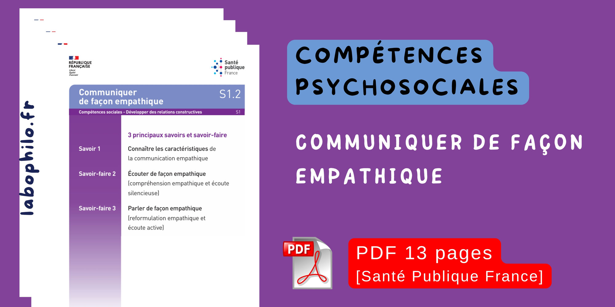 Compétences psychosociales: Communiquer de façon empathique [PDF gratuit 13 pages - Santé Publique France]