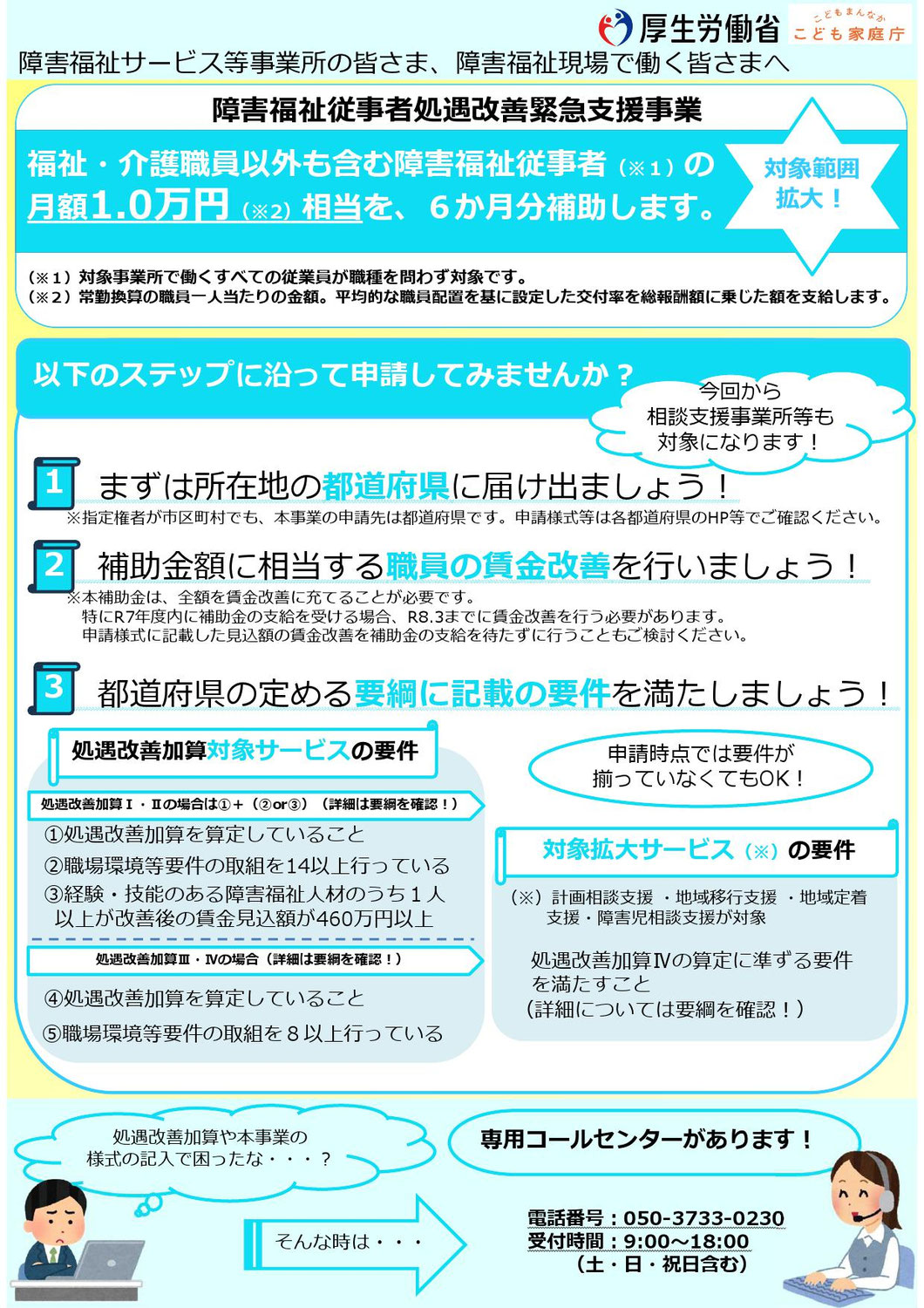 障害（障害児）福祉従事者処遇改善緊急支援事業　補助金について①