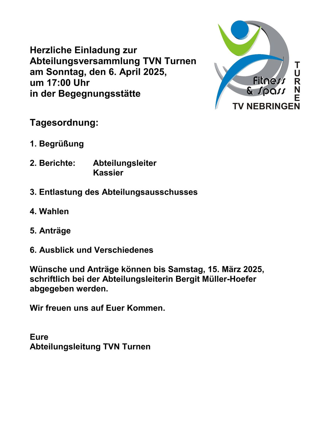 Abteilungsversammlung Turnen