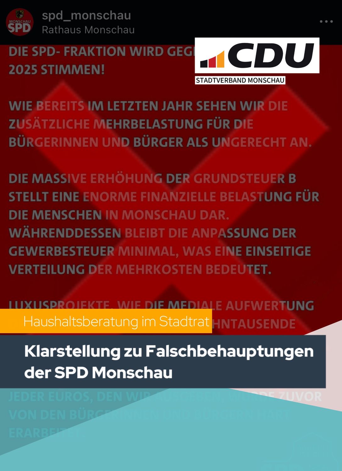 Klarstellung zu Falschbehauptungen der SPD Monschau