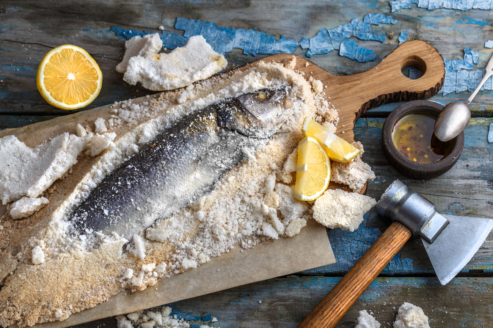 Fisch in Salzkruste. Lecker!