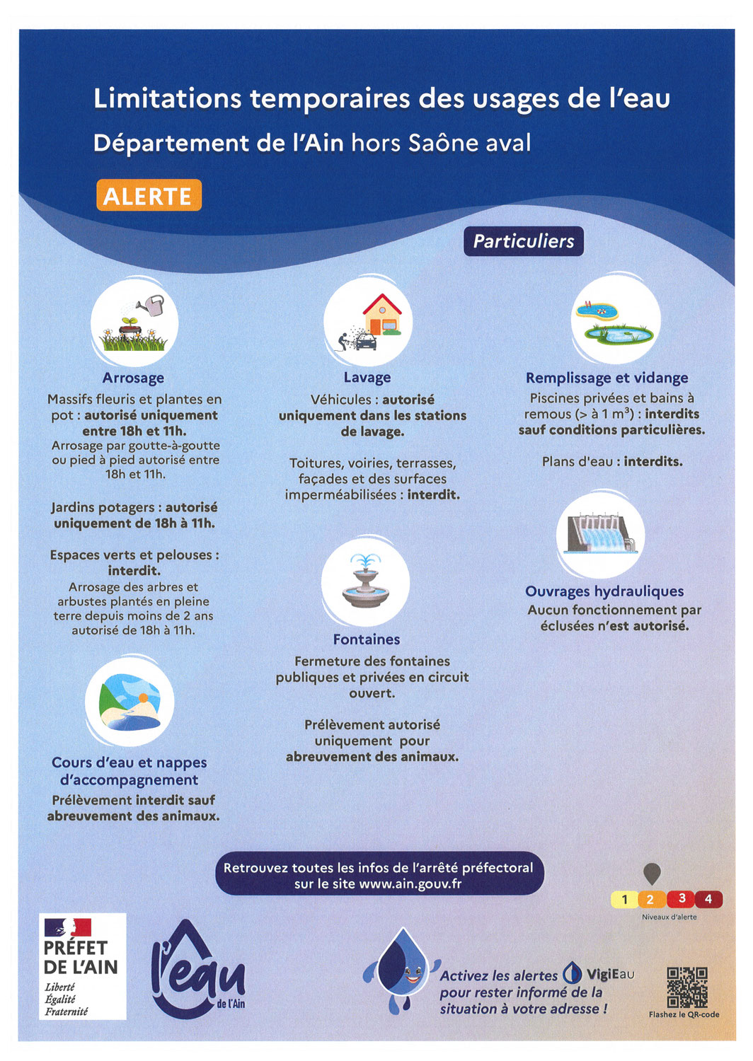 Passage en mode ALERTE pour les usages domestiques  de l'eau potable