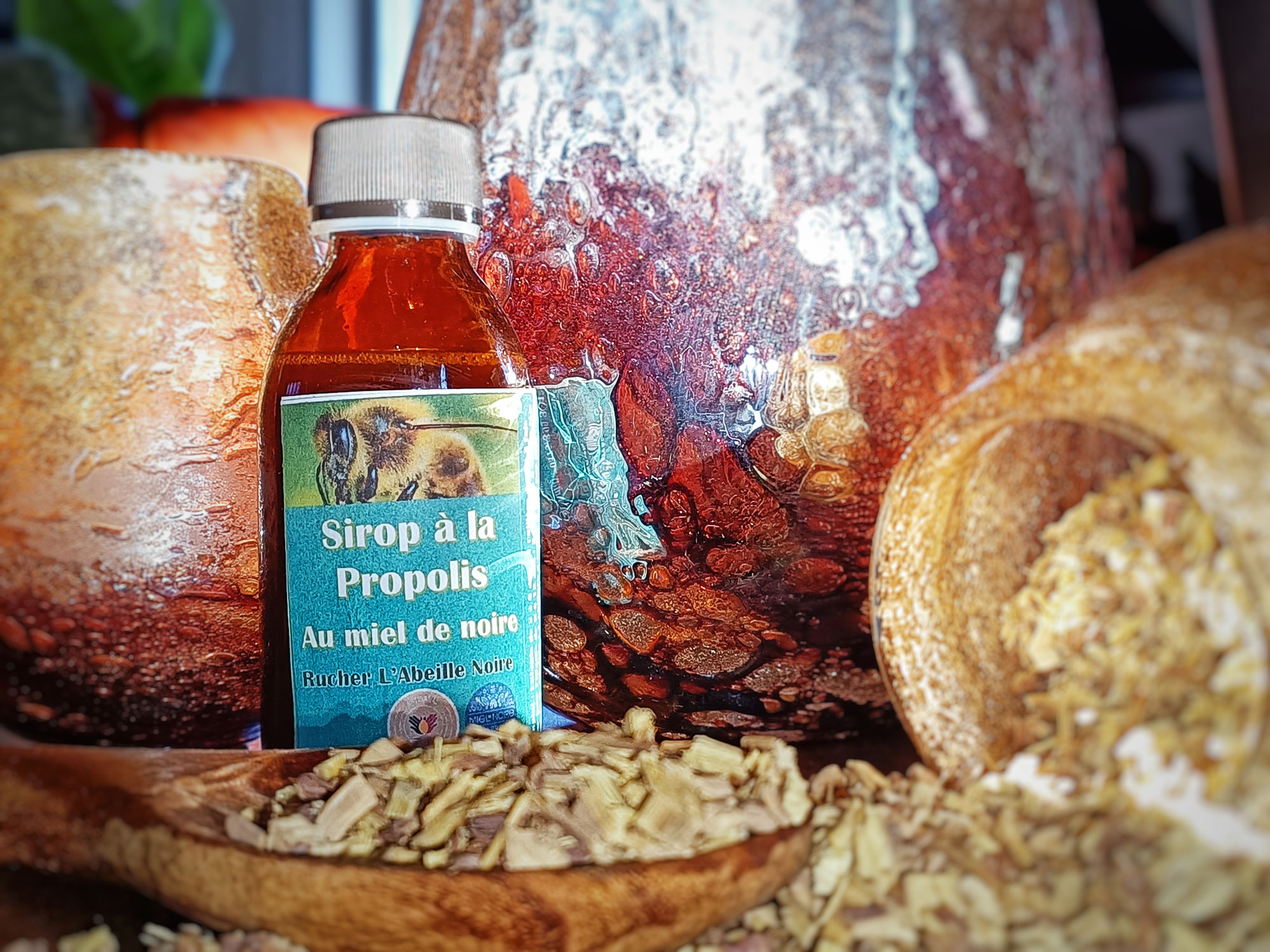 La réglisse dans le sirop à la propolis ; L'Abeille Noire
