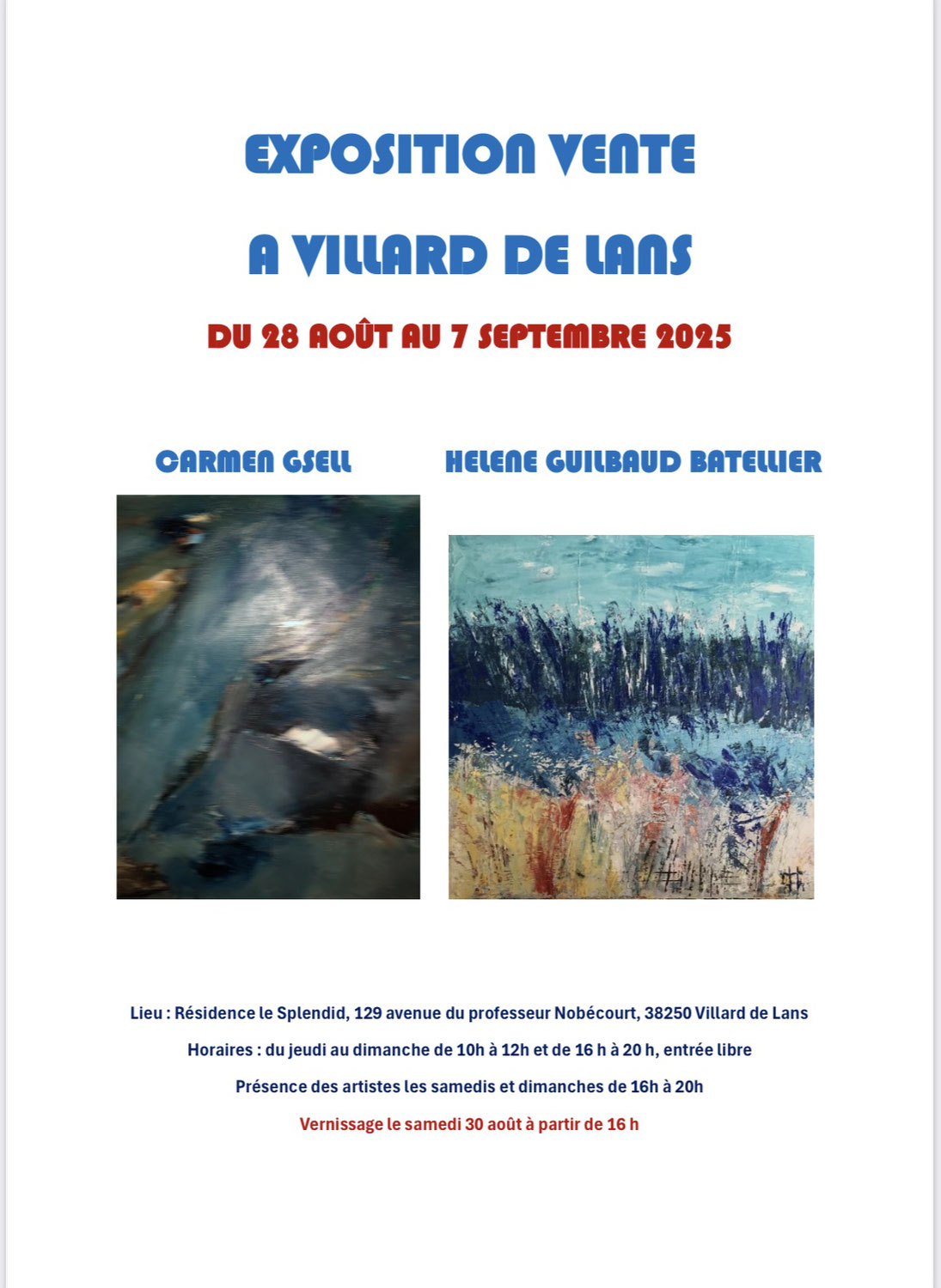 Expo Villard de Lans Helene Batellier et Carmen Gsell