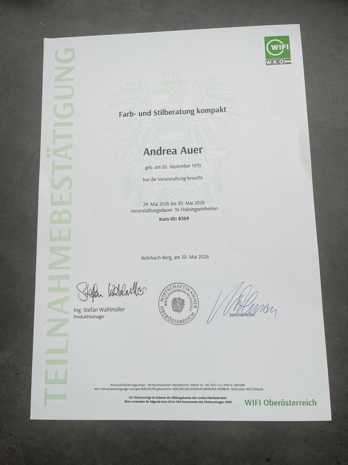 Weiterbildung Farb- und Stilberatung