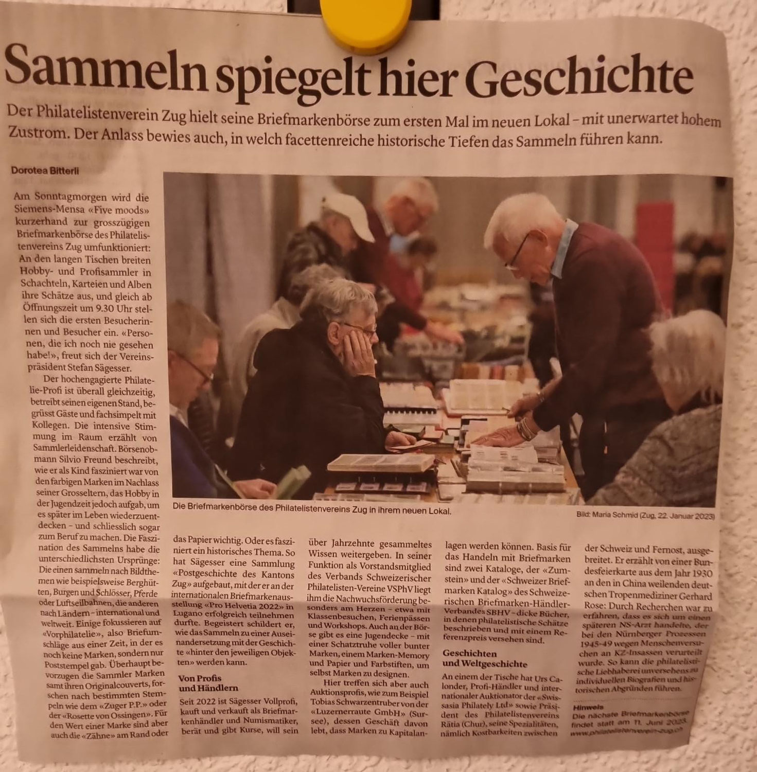 Bericht in der Zuger Zeitung vom 22. Januar 2023
