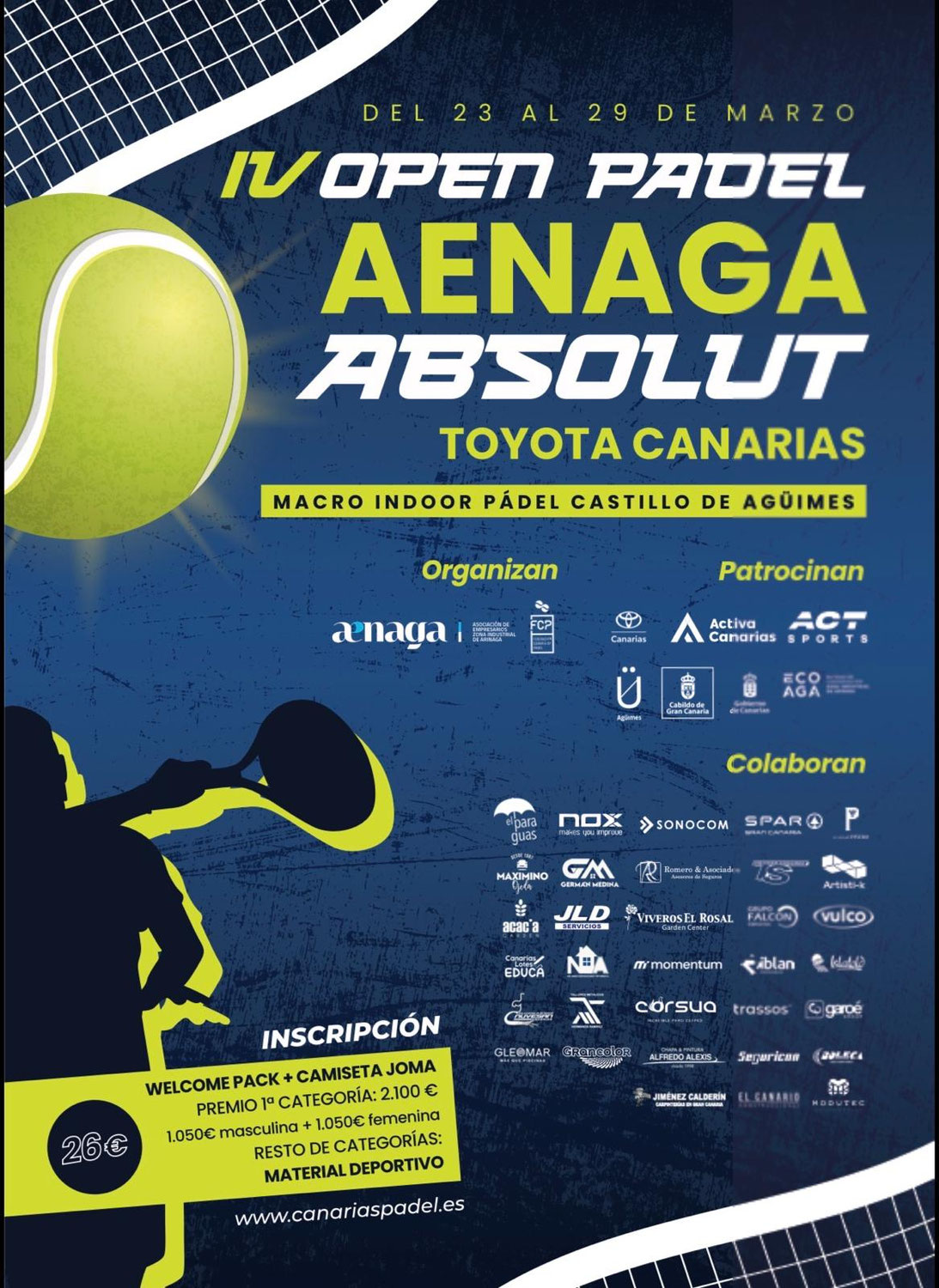 CELEBRACIÓN DE LAS FINALES DE IV OPEN PÁDEL AENAGA ABSOLUTO EN EL MARCO INDOOR PÁDEL CASTILLO DE AGÜIMES, UN EVENTO CON CARÁCTER SOLIDARIO EN APOYO A ADISSUR