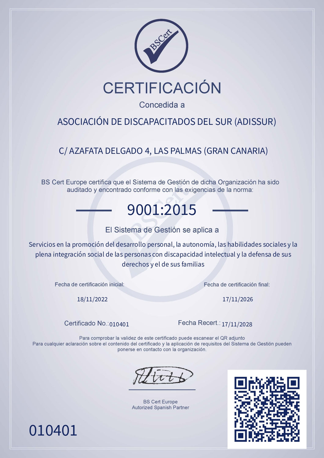 CERTIFICACIÓN ISO 9001